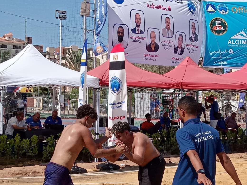 ذهبية وفضية وبرونزيتان لأبطال الدقهلية فى أول أيام بطولة الجمهورية للمصارعة الشاطئية
