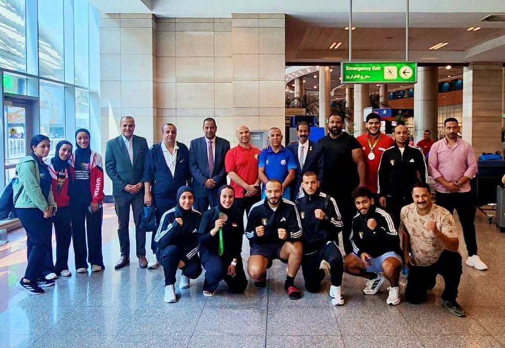 وصول بعثة الووشو كونغ فو للقاهرة بعد المشاركة في بطولة العالم بالبرازيل